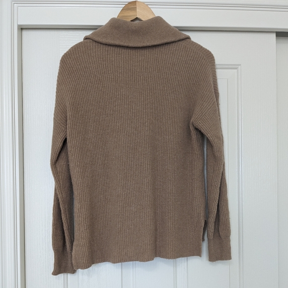 MADEWELL Glenbrook Honey Brown Camel Ribbed Sweater 1/4 Zip Long Sleeve XSmall - Picture 7 of 9